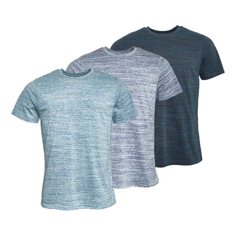 Onfire Mens Three Pack Marl T-Shirts Navy/Mid Blue/Aqua