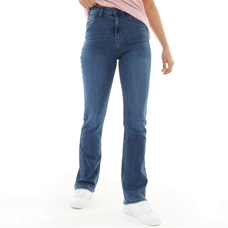 Onfire Womens Stretch Bootcut Jeans Mid Wash