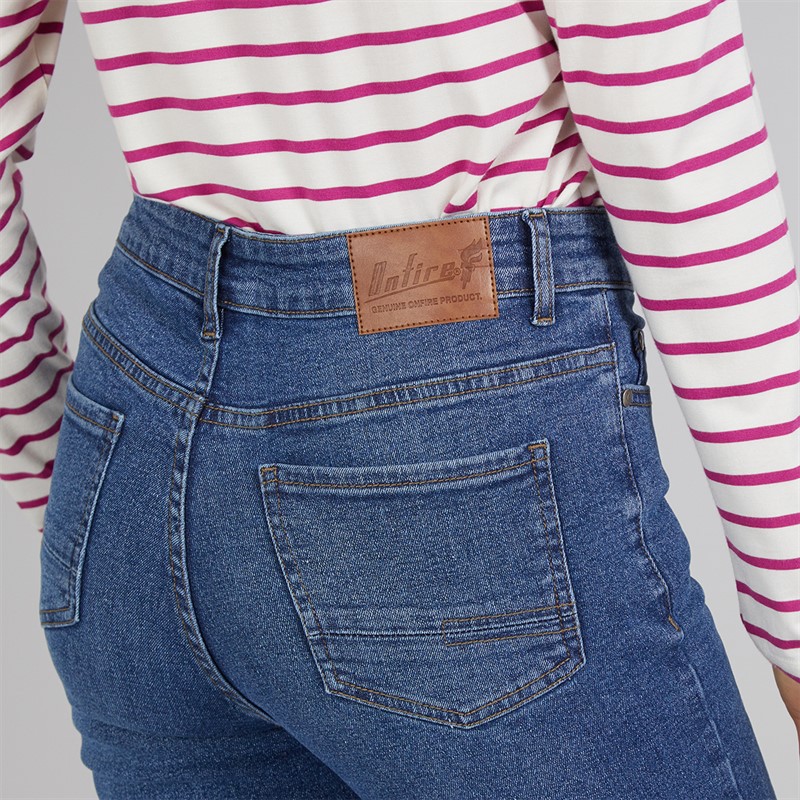 Onfire Womens Stretch Bootcut Jeans Mid Wash