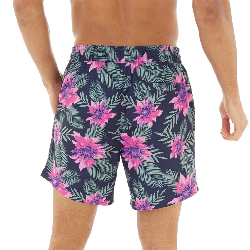 Onfire Mens Tropical Print Swim Shorts Navy/Multi