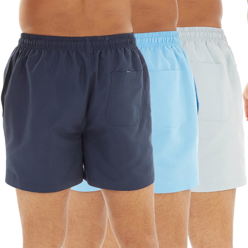 Onfire Mens Three Pack Plain Swim Shorts Navy/Aqua/Light Grey