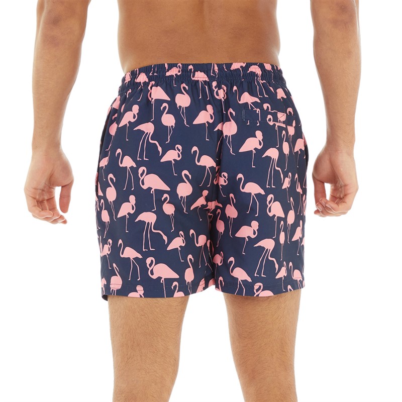 Onfire Mens Flamingo Print Swim Shorts Navy/Pink