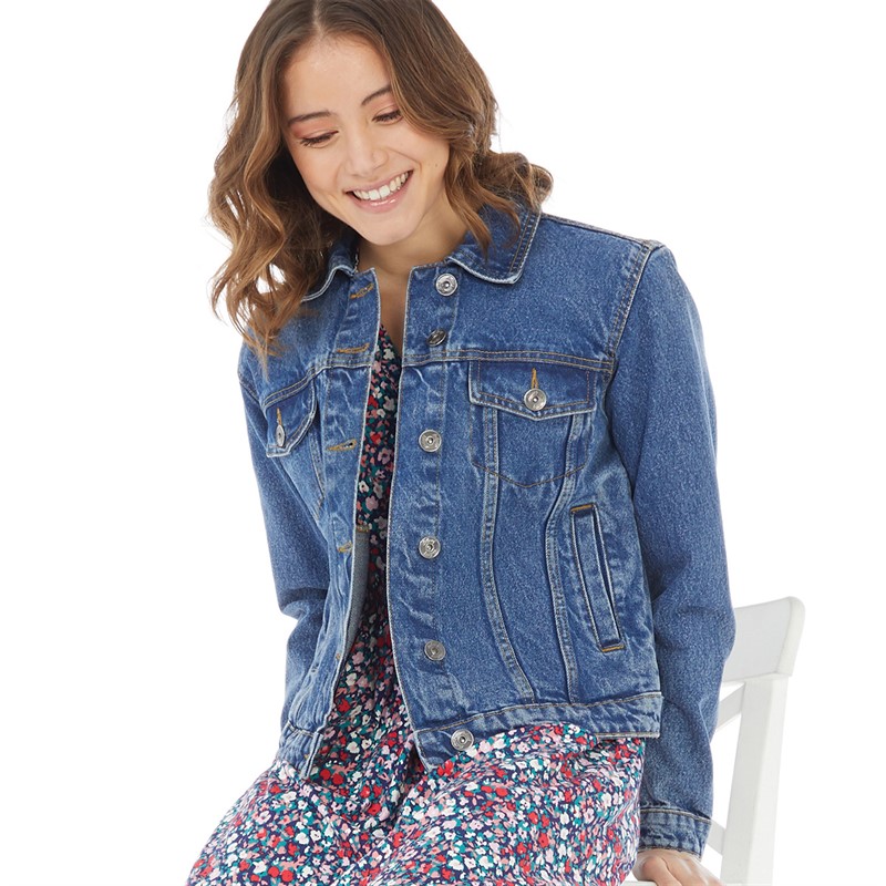 Onfire Womens Denim Jacket Mid Wash