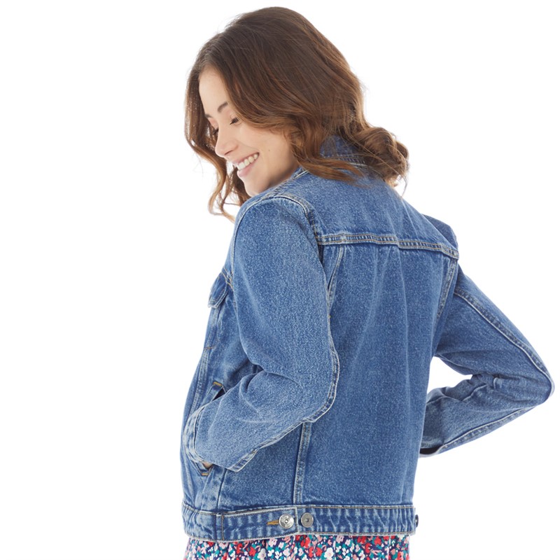 Onfire Womens Denim Jacket Mid Wash