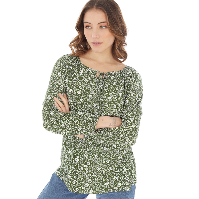 Onfire Womens Long Sleeve Top Green