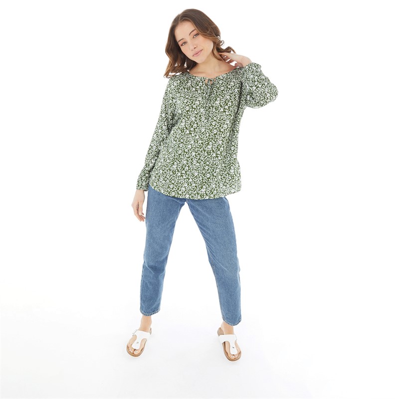 Onfire Womens Long Sleeve Top Green