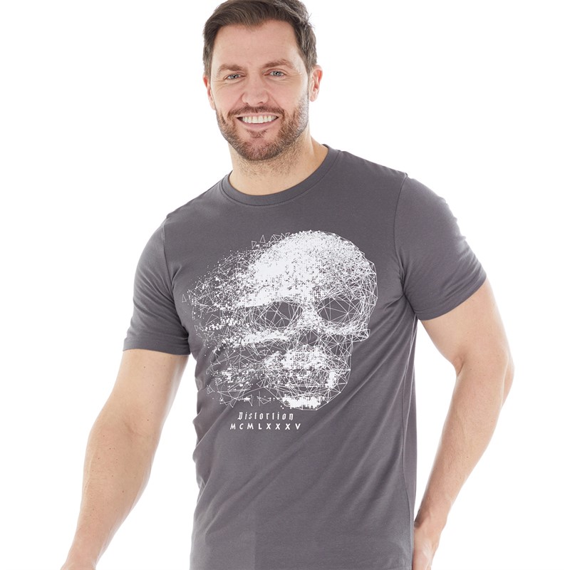 Onfire Mens Skull T-Shirt Tornado Grey