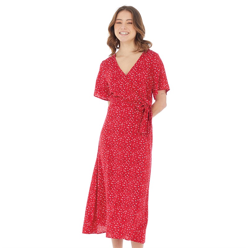 Onfire Womens Midi Dress With Tie Red Base