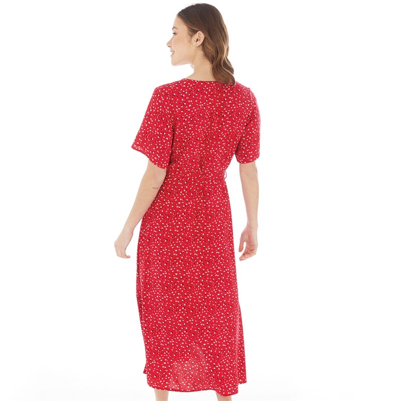 Onfire Womens Midi Dress With Tie Red Base