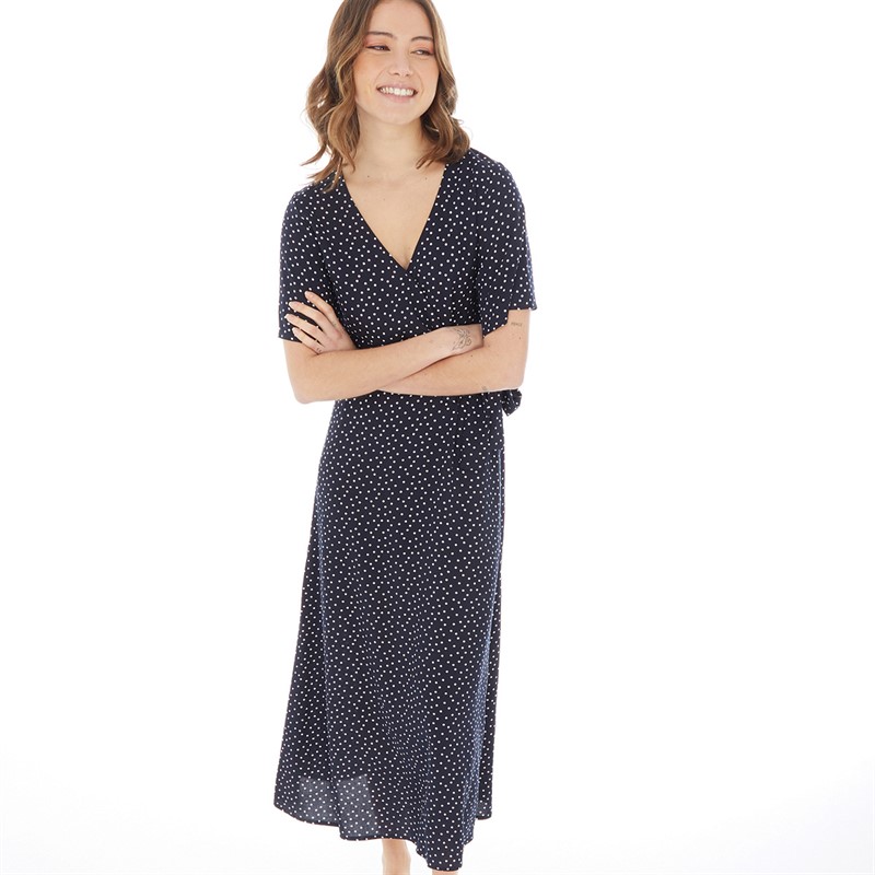 Onfire Womens Midi Dress With Tie Navy Spot