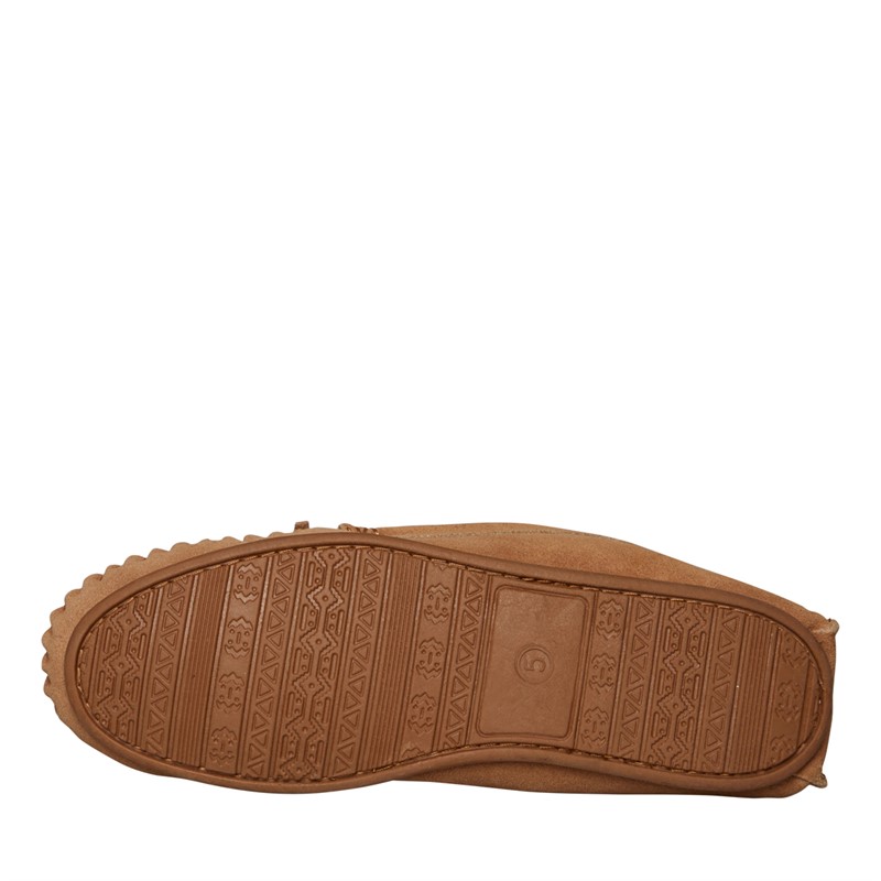 Onfire Womens Suede Moccasin Slippers Chestnut