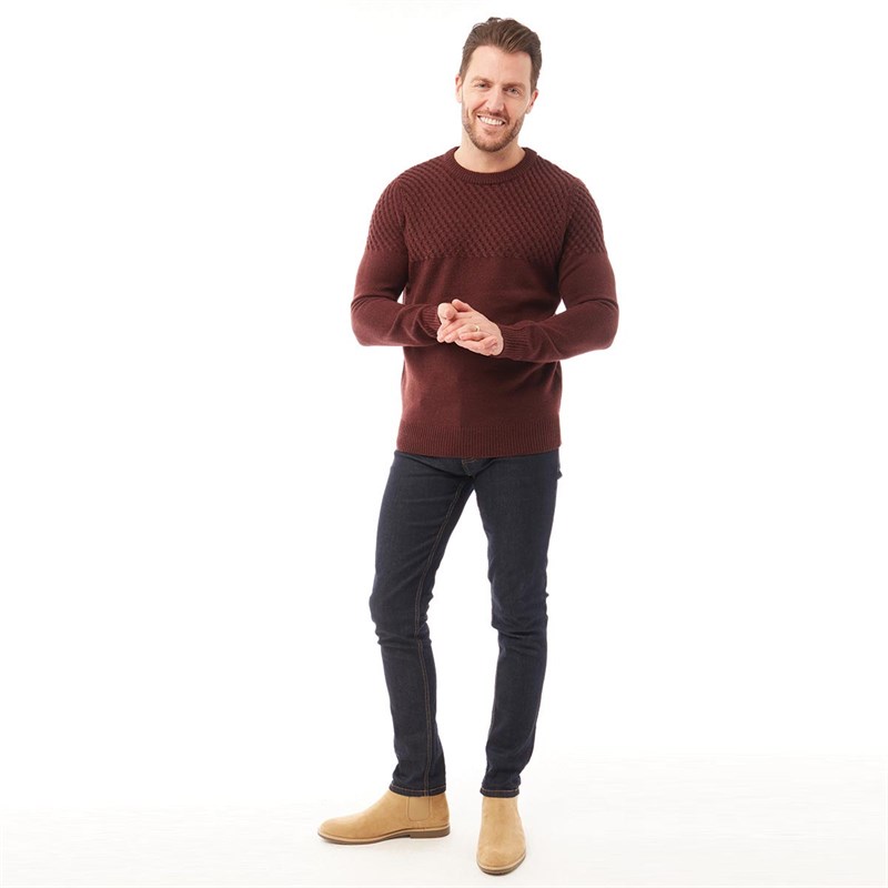 Onfire Mens Crew Neck Sweater Burgundy