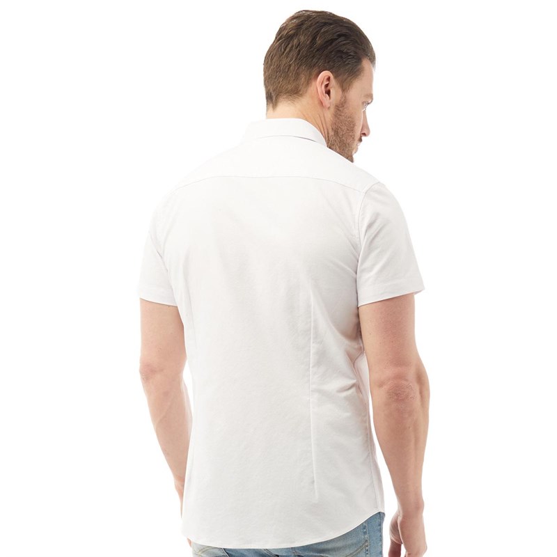Onfire Mens Stretch Cotton Oxford Short Sleeve Shirt White