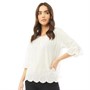 Onfire Womens Broderie Anglais Trim Cotton Top White