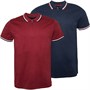 Onfire Mens Two Pack Zip Neck Pique Polo Shirts Dark Navy/Burgundy