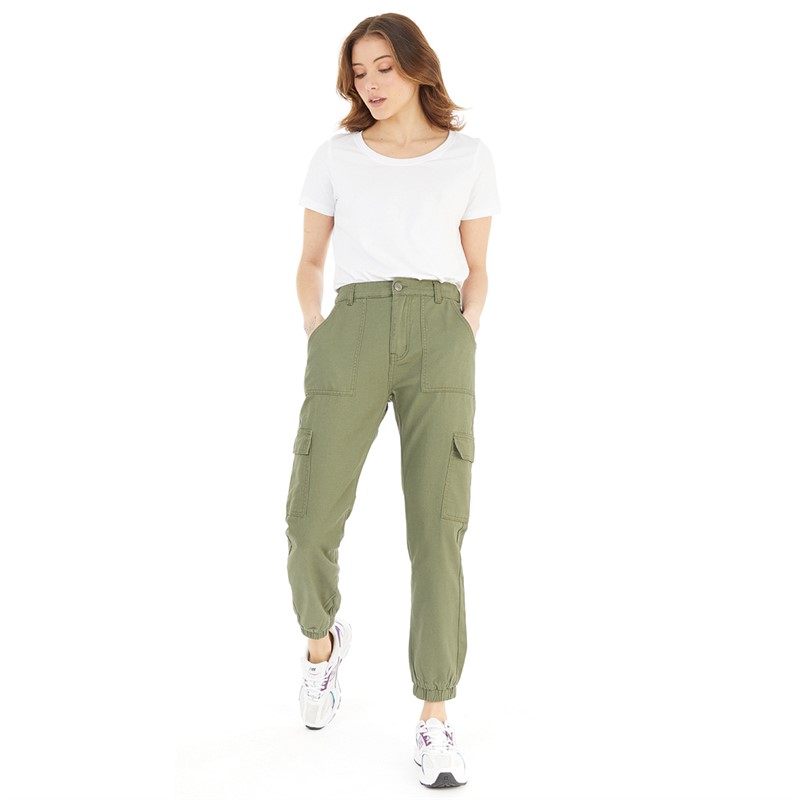 Onfire Womens Cuffed Cargo Pants Sage