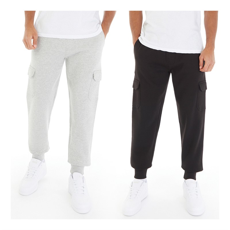 Onfire Mens Two Pack Joggers Black/Grey Marl