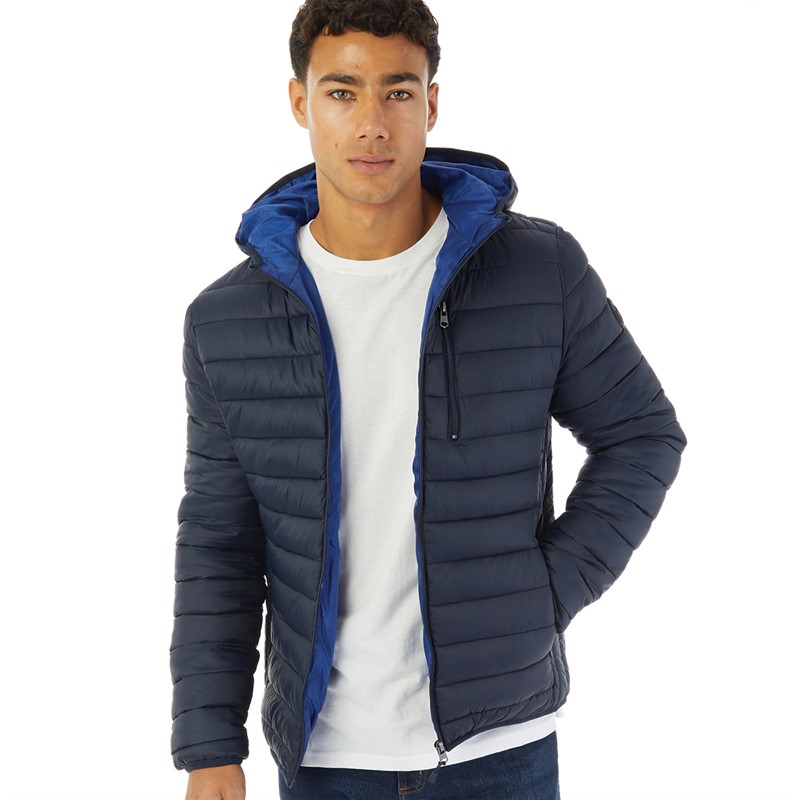 Onfire Mens Hooded Puffer Jacket Navy