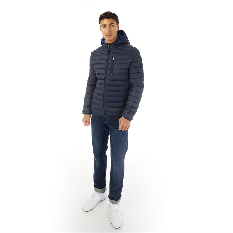 Onfire Mens Hooded Puffer Jacket Navy