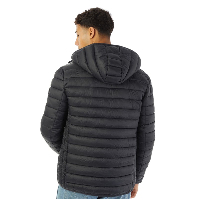 Onfire Mens Hooded Puffer Jacket Black