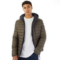 Onfire Mens Hooded Puffer Jacket Khaki