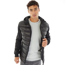 Onfire Mens Mixed Fabric Puffer Jacket Black