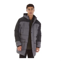 Onfire Mens Longlength Hooded Two Tone Parka Black/Charcoal