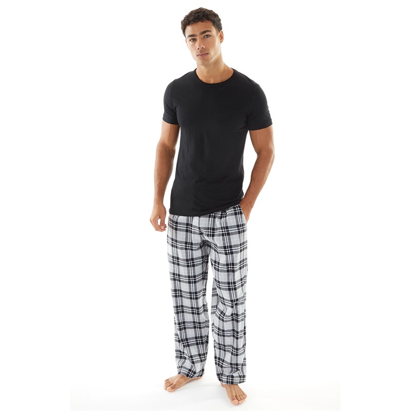 Onfire Mens Woven Check Pyjama Pants Black/Grey