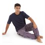 Onfire Mens Abstract Print Pyjama Set Navy/Burg