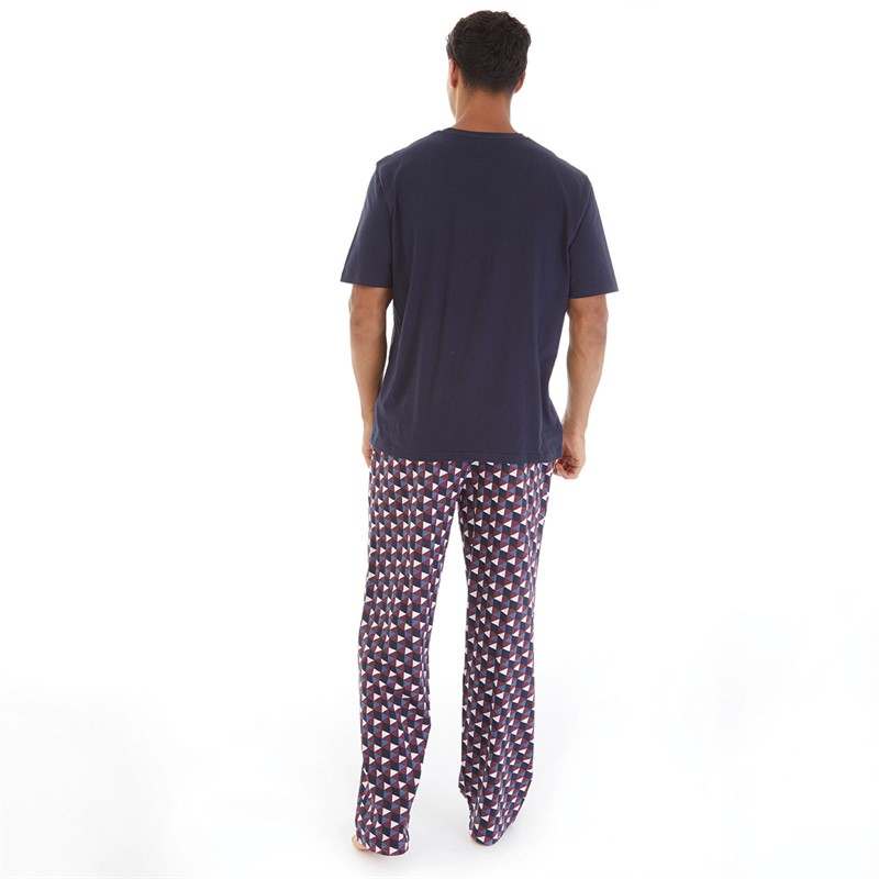 Onfire Mens Abstract Print Pyjama Set Navy/Burg