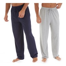 Onfire Mens Two Pack Jersey Open Hem Lounge Trousers Grey Marl/Navy