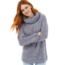 Onfire Womens Cowl Neck Sweater Blue