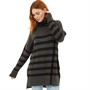 Onfire Womens Roll Neck Striped Sweater Dress Grey/Black