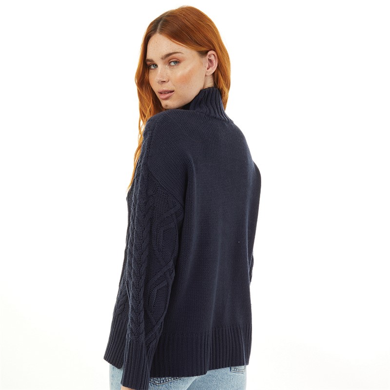 Onfire Womens Cable Knit Sweater Navy