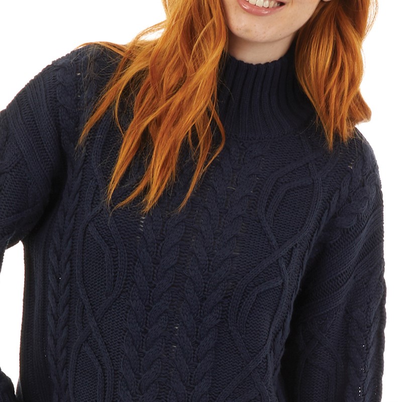 Onfire Womens Cable Knit Sweater Navy