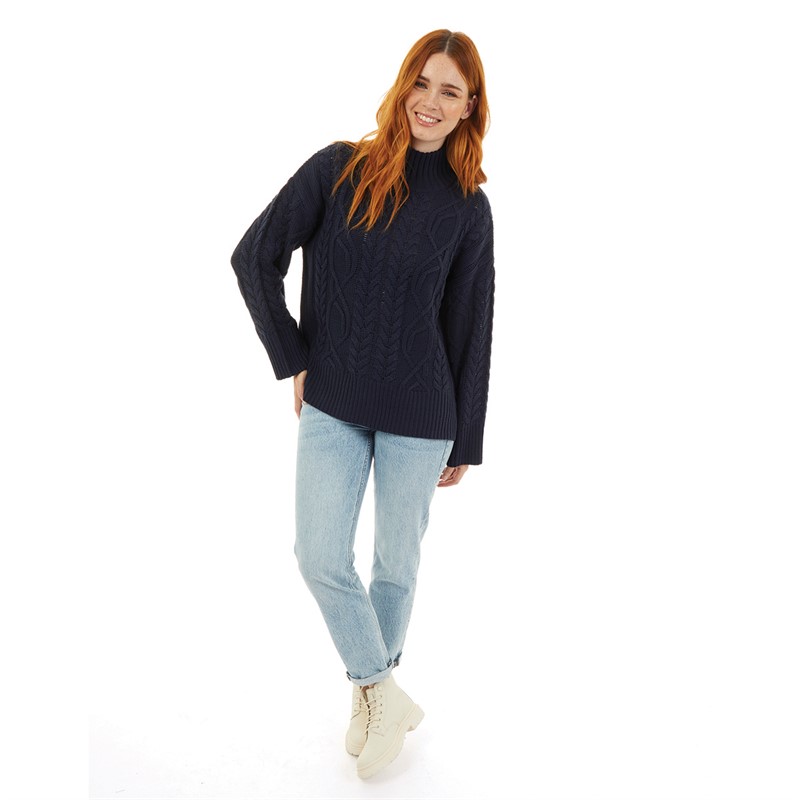 Onfire Womens Cable Knit Sweater Navy