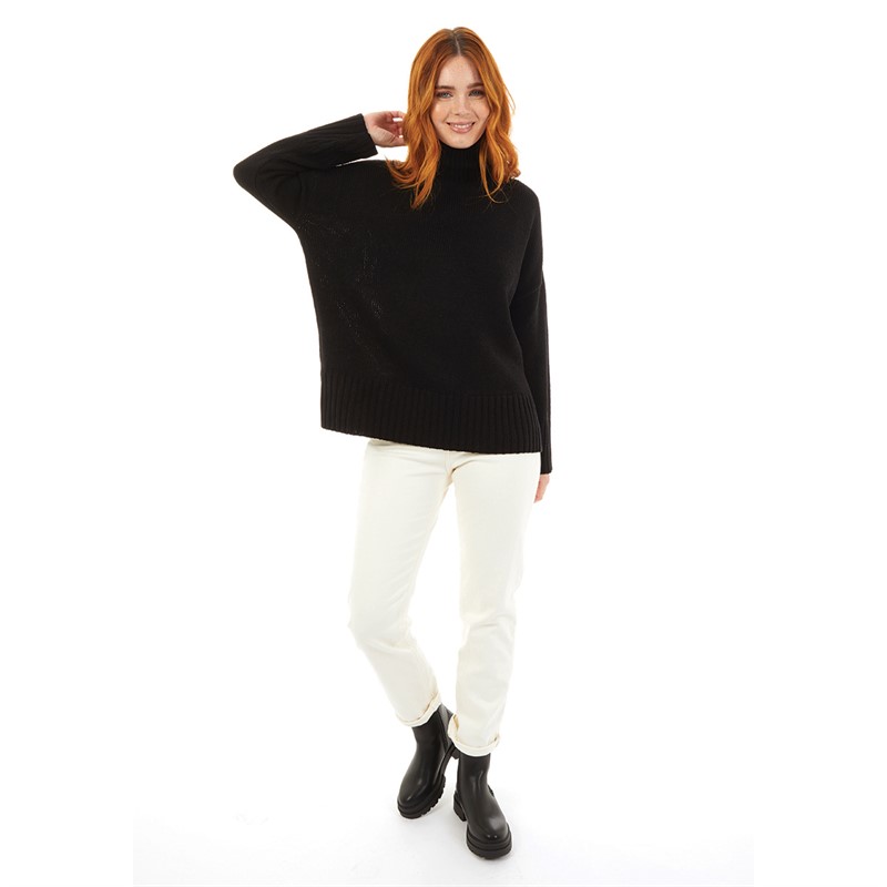 Onfire Womens Turtle Neck Longline Sweater Black