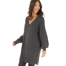 Onfire Womens V-Neck Longline Sweater Dark Grey Marl