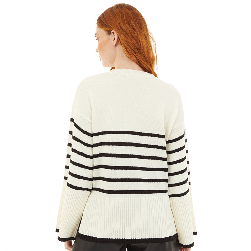 Onfire Womens Striped Crew Neck Sweater Black/Cream