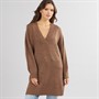 Onfire Womens V-Neck Longline Sweater Brown