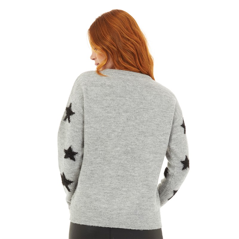 Onfire Womens Tinsel Star Sweater Grey/Black