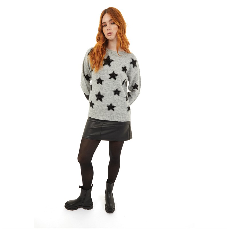 Onfire Womens Tinsel Star Sweater Grey/Black