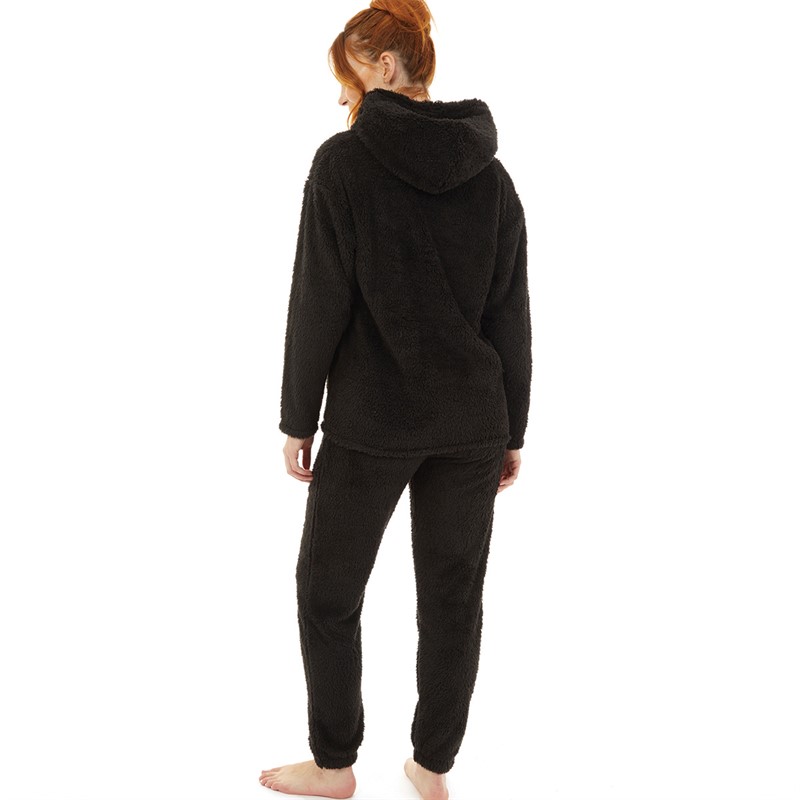 Onfire Womens Wellsoft Hoodie and Pants Lounge Set Black