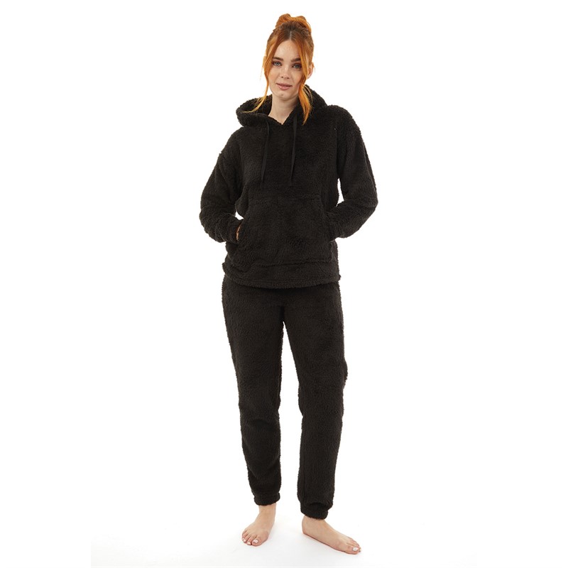 Onfire Womens Wellsoft Hoodie and Pants Lounge Set Black