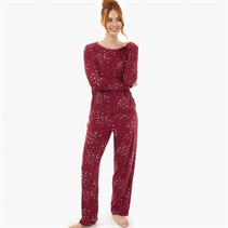 Onfire Womens Soft Touch Scatter Heart Pyjamas Burgundy