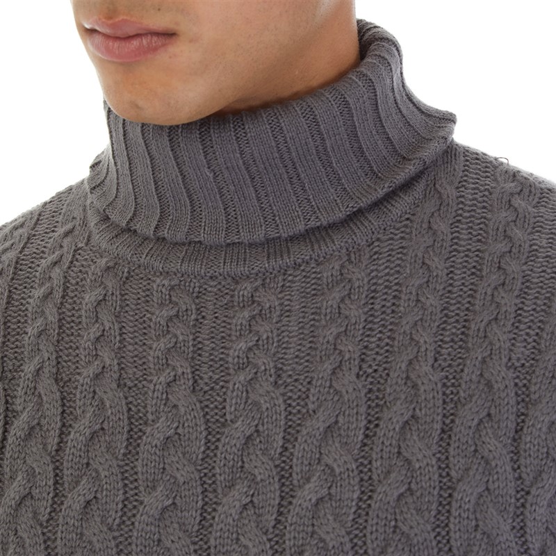 Buy Onfire Mens Cable Roll Neck Sweater Charcoal