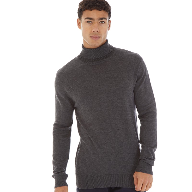 Onfire Mens Roll Neck Sweater Charcoal Marl