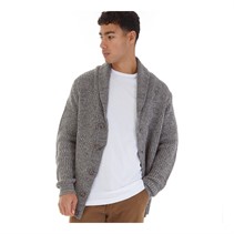 Onfire Mens Shawl Collar Cardigan Grey Twist