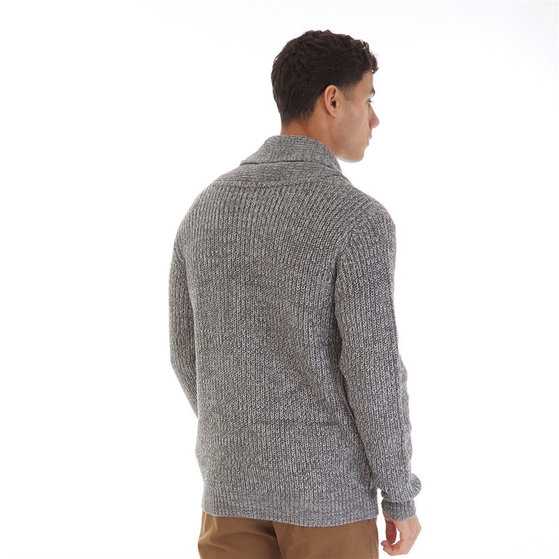 Onfire Mens Shawl Collar Cardigan Grey Twist