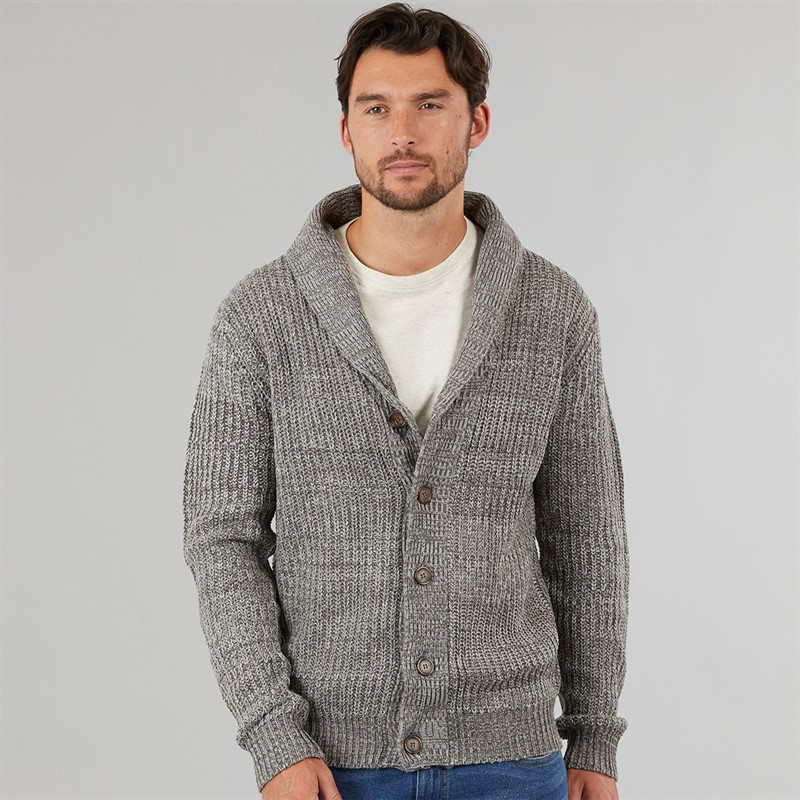 Onfire Mens Shawl Collar Cardigan Grey Twist